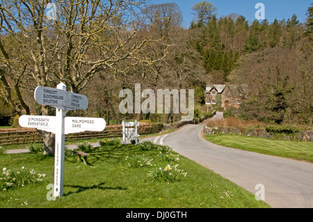 Carrefour de Brendon, Exmoor, près le pont de la rivière East Lyn Banque D'Images