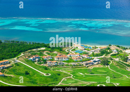 Photo aérienne de Roatan's golf course, le noir à Perl Bay Pristine Banque D'Images