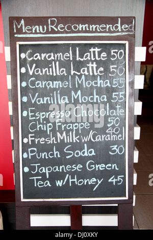 La photo Label café menu liste. Banque D'Images