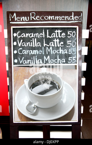 La photo Label café menu liste. Banque D'Images