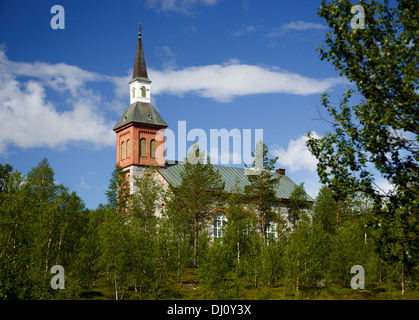 L'église luthérienne pays d'Utsjoki est l'église la plus au nord de la Laponie finlandaise. Banque D'Images