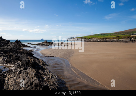 Plage de sable près de Killonecaha, Ring of Kerry, comté de Kerry, Irlande Banque D'Images