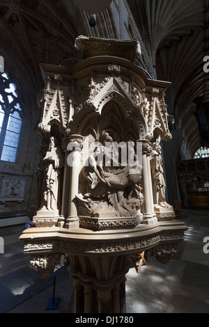 Cathédrale d'Exeter Le Patteson Pulpit Banque D'Images