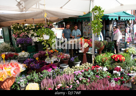 Les étals de fleurs, marché de Campo de' Fiori, Rome, Italie Banque D'Images