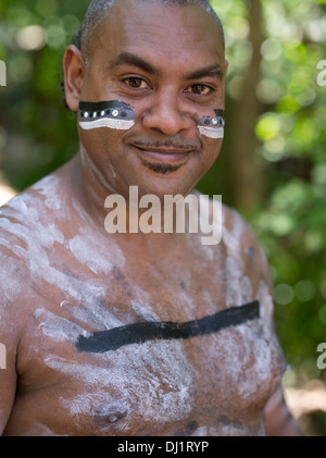 Guerrier Tjapukai autochtones australiens du Queensland Nord Tropiques humides Banque D'Images