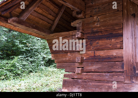 Maison de style Lomko détail Musée de l'architecture populaire Sanok Sanok Bieszczady sud-est de la Voïvodie des Basses-carpates Pologne Banque D'Images