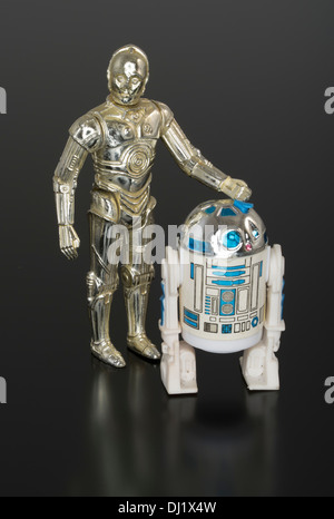 Star Wars vintage Kenner 1977 action figures C-3PO R2-D2 Banque D'Images