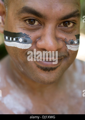 Guerrier Tjapukai autochtones australiens du Queensland Nord Tropiques humides Banque D'Images