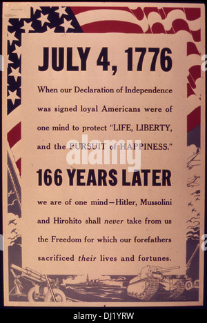 Le 4 juillet 1776. Lors de notre déclaration d'Indepedence a été signé loyalistes américains étaient d'un esprit à protéger la vie... 752 Banque D'Images