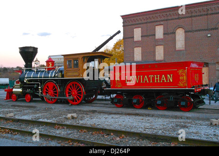 L 'Leviathan' une réplique de la locomotive à vapeur qui a tiré le train funéraire de Abraham Lincoln. C'est dans la nouvelle liberté, de Pennsylvanie et je ne crois pas que la locomotive n'était pas encore opérationnel, mais une marche d'essai sur le Nord Central Rail Ro Banque D'Images