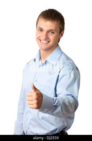 Portrait d'un beau jeune homme, thumb up Banque D'Images