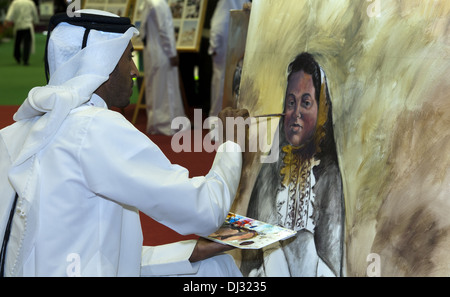 Peintre arabe traditionnel en dishdash vêtements Banque D'Images