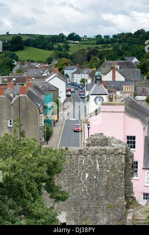 Une vue de Laugharne prises de Laugharne Castle. Banque D'Images