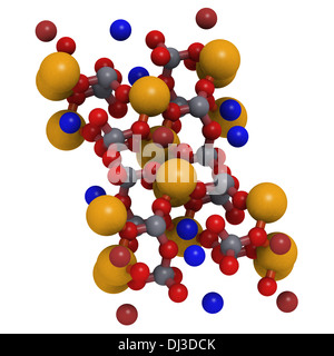 Riebeckite (amiante bleu, la crocidolite) structure cristalline. Forme fibreuse de ce minéral est probablement la plus dangereuse. Banque D'Images
