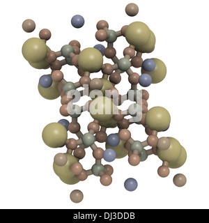 Riebeckite (amiante bleu, la crocidolite) structure cristalline. Forme fibreuse de ce minéral est probablement la plus dangereuse. Banque D'Images