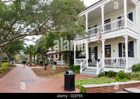 Maisons au bord de la mer de Beaufort, Caroline du Sud, USA Banque D'Images