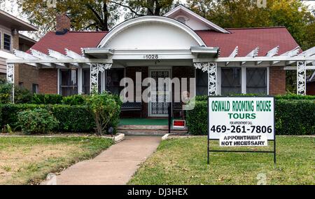 Dallas, Texas, USA. 20 nov., 2013. La maison sur l'Avenue Beckley où JFK assassin Lee Harvey Oswald vécu est mis en vente à cinq cent mille dollars. Crédit : Brian Cahn/ZUMAPRESS.com/Alamy Live News Banque D'Images