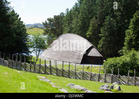 L'Europe, la Norvège, le village viking, avaldsnes, maison traditionnelle Banque D'Images