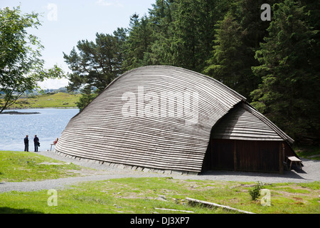 L'Europe, la Norvège, le village viking, avaldsnes, maison traditionnelle Banque D'Images