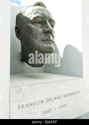 Franklin Delano Roosevelt Bust Sculpture dans les quatre libertés Park sur Roosevelt Island, New York, USA Banque D'Images