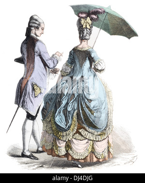 Costume français 1780 18e siècle Banque D'Images