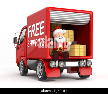 Dessins animés en 3d santa claus in truck Banque D'Images