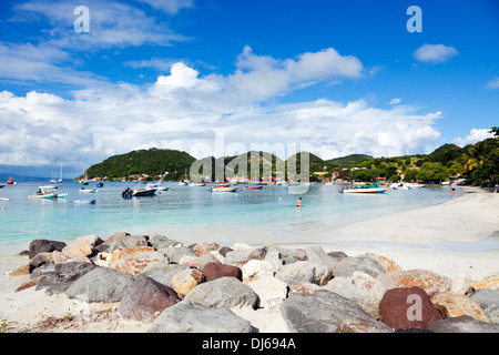 Bay et le port de Terre-de-Haut, Les Saintes, iles de l'archipel Guadeloupe Banque D'Images
