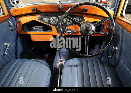 Rover 10 sports tourer, 1930 intérieur automobile britannique classique Banque D'Images