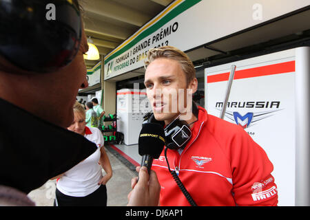 San Paulo, Brésil. 22 nov., 2013. Sport Automobile : Championnat du Monde de Formule 1 de la FIA 2013, Grand Prix du Brésil, # 23 Max Chilton (GBR, Marussia F1 Team), Crédit photo : dpa alliance/Alamy Live News Banque D'Images