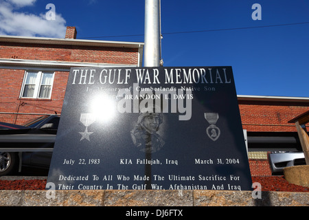 Mémorial de la guerre du Golfe à la mémoire de Brandon Davis PFC, Cumberland , Allegany Comté , Maryland , USA Banque D'Images