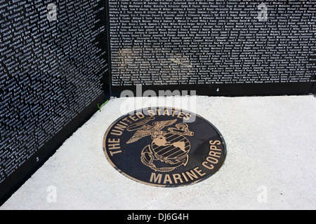 Noms des membres du corps des Marines qui sont morts en Irak et en Afghanistan à l'époque de la guerre du Golfe, Cumberland , Maryland , USA Banque D'Images