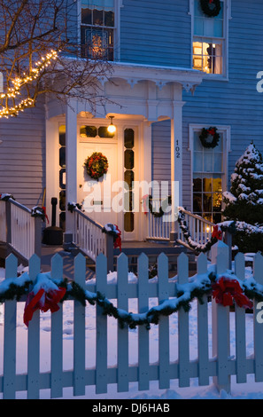 Maison décorée fr Noël à Versailles dans l'Indiana Banque D'Images