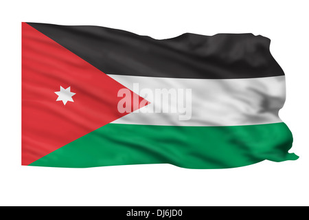 Drapeau de la Jordanie de haut vol dans le ciel. Banque D'Images