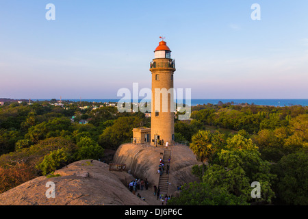 Leuchtturm à Mahabalipuram ou Mamallapuram, Tamil Nadu, Inde Banque D'Images