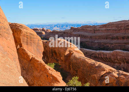 Avis de passage de la partition, Devils Garden, Arches National Park, Utah, USA Banque D'Images