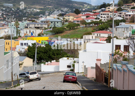 L'Afrique du Sud, Cape Town. Les niveaux supérieurs de Bo-kaap, quartier musulman de la ville du Cap. Banque D'Images