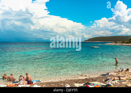 Batalo Beach sur l'île de Proizd, Croatie Banque D'Images