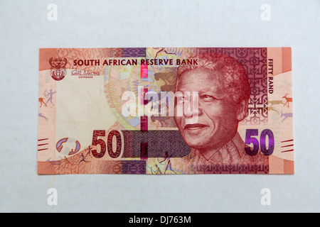 L'Afrique du Sud, Service montrant Nelson Mandela. 50 Rand. Banque D'Images