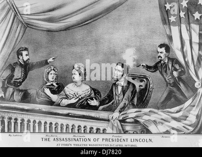 Assassinat du président Lincoln à Ford's Theater, le 15 avril, 1865 Banque D'Images