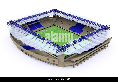 Stade de football sur fond blanc (image générée par ordinateur) Banque D'Images