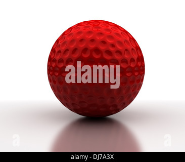 Balle de golf rouge sur fond blanc (image générée par ordinateur) Banque D'Images