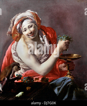 Hendrick ter Brugghen, Bacchante avec un EPA 1627 Huile sur toile. Le J. Paul Getty Museum. Banque D'Images