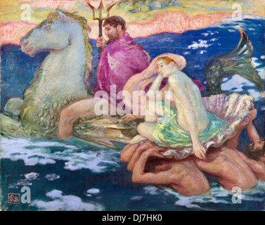 Rupert Bunny, Poséidon et Amphitrite. Vers 1913. Huile sur toile. National Gallery of Australia, Canberra, Australie. Banque D'Images