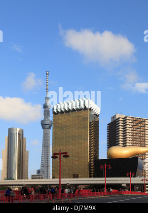 Japon, Tokyo, Asahi Breweries, Tokyo Skytree, Banque D'Images