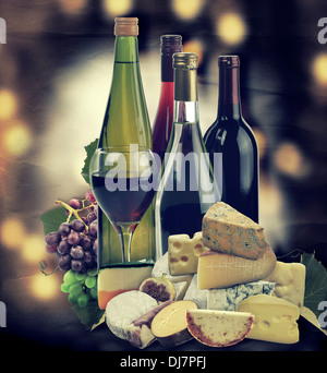 ,Vin et Fromage Raisin Collection Banque D'Images
