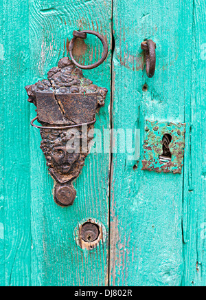 Old rusty porte ornementale tirez, Teguise, Lanzarote, îles Canaries, Espagne Banque D'Images