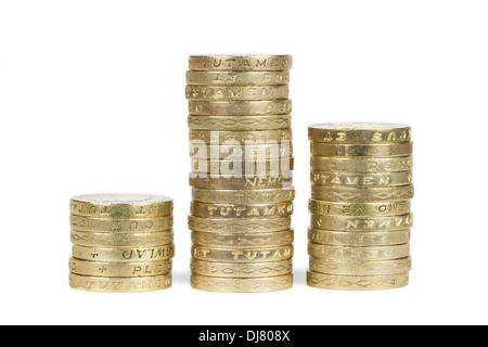 Des piles de livres sterling pound coins Banque D'Images