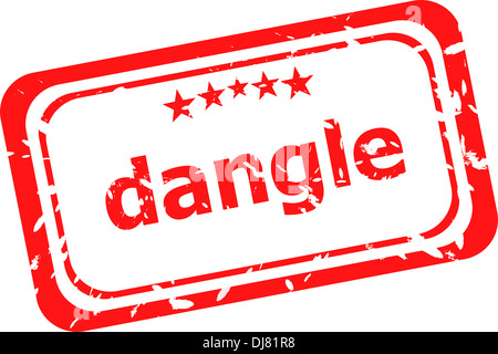 Dangle mot sur caoutchouc rouge vieux timbres d'affaires Banque D'Images