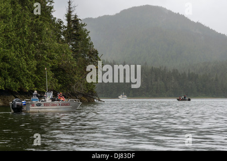 La pêche en haute mer dans la région de Barnard Harbour au large de l'île Princess Royal, mi-côte Colombie-Britannique Banque D'Images