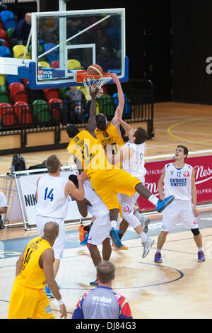 Londres, Royaume-Uni. 24 nov., 2013. BBL : London Surrey Lions v United, Cuivre Fort, Londres, Angleterre. Crédit : Simon Balson/Alamy Live News Banque D'Images